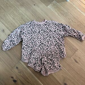 Pink leopard sweat set